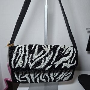 Made in india zebra print beaded bag